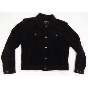 Ralph Lauren Jeans Co Purple Corduroy  Full Metal Button Coat Jacket Womens PL